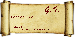 Gerics Ida névjegykártya